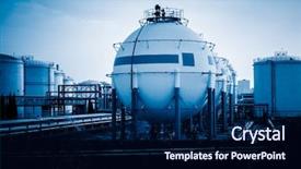  Presentation with petrochemical - Slide set with gas tanks for petrochemical plant background and a navy blue colored foreground