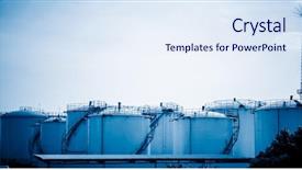  Presentation with petrochemical - Beautiful slide deck featuring gas tanks for petrochemical plant backdrop and a sky blue colored foreground