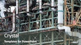  Presentation with gas turbine - Amazing PPT theme having gas turbine powr plant - industrial complex backdrop and a dark gray colored foreground