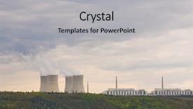  Presentation with gas turbine - Beautiful PPT theme featuring gas turbine powr plant - landscape with nuclear power backdrop and a light gray colored foreground