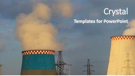  Presentation with power lines - PPT theme having gas turbine powr plant - power station and power lines background and a gray colored foreground