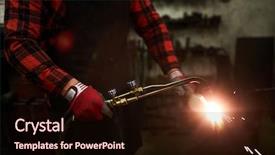  Presentation with gas welding - Audience pleasing presentation consisting of gas welding tool while cutting backdrop and a wine colored foreground