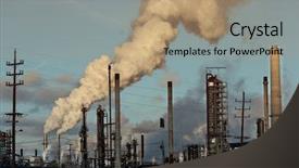  Presentation with oil refinery - Presentation theme with gases coming out of smoke background and a coral colored foreground