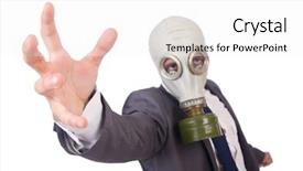  Presentation with gas - Beautiful PPT layouts featuring gasmask - businessman wearing gas mask isolated backdrop and a  colored foreground