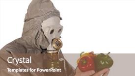  Presentation with gas - Amazing theme having gasmask - man dressed in protection suit backdrop and a  colored foreground