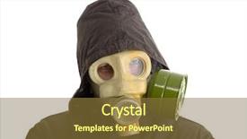  Presentation with gas - Colorful PPT layouts enhanced with gasmask - man wearing gas mask isolated backdrop and a tawny brown colored foreground