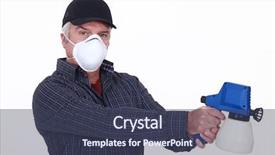  Presentation with sprayer - Cool new presentation design with gasmask - man with a paint sprayer backdrop and a tawny brown colored foreground