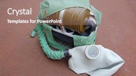  Presentation with soviet - PPT layouts with gasmask - old soviet military rebreather background and a  colored foreground