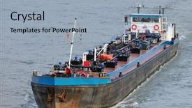 Presentation with boat river - Beautiful presentation theme featuring gasoil - fuel transport by boat backdrop and a  colored foreground