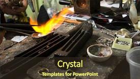  Presentation with jewelry - Colorful presentation enhanced with jeweler melting silver in crucible backdrop and a tawny brown colored foreground