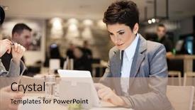  Presentation with work - Amazing theme having gasses - businesswoman checking her work backdrop and a  colored foreground