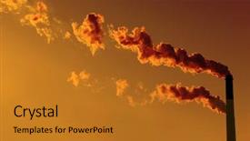  Presentation with industrial textile industry yarn spools - Presentation having gasses - industrial smokestacks at sunset background and a  colored foreground