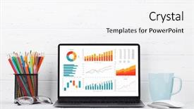  Presentation with laptop blank screen - Slide set featuring gasses - loft home office workplace background and a white colored foreground