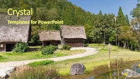  Presentation with house - Audience pleasing slide deck consisting of gassho style house in shirakawa backdrop and a  colored foreground