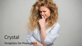  Presentation with gastritis - Audience pleasing presentation design consisting of gastritis - portrait of a doubtful unconvinced backdrop and a light gray colored foreground