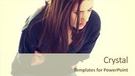  Presentation with stomach - Beautiful PPT theme featuring gastritis - woman with stomach issues backdrop and a cream colored foreground