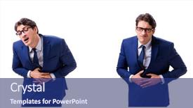  Presentation with gastritis - PPT layouts consisting of gastritis - young sick and unhappy businessman background and a navy blue colored foreground