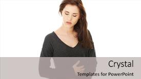  Presentation with gastritis - Presentation with gastritis - young woman with stomach issues background and a light gray colored foreground