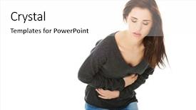  Presentation with gastritis - Theme having gastritis - young woman with stomach issues background and a white colored foreground