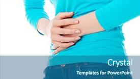  Presentation with young woman diagnosis of sti - Presentation enhanced with gastritis - young woman with stomach issues background and a ocean colored foreground