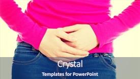  Presentation with stomach - Audience pleasing PPT theme consisting of gastritis - young woman with stomach issues backdrop and a ocean colored foreground