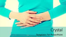  Presentation with stomach - Slide set enhanced with gastritis - young woman with stomach issues background and a teal colored foreground