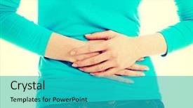  Presentation with gastritis - Presentation enhanced with gastritis - young woman with stomach issues background and a teal colored foreground