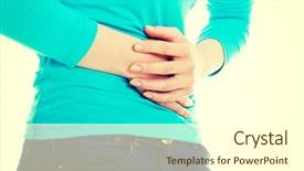  Presentation with medical issues that could be treated parafin - Beautiful PPT theme featuring gastritis - young woman with stomach issues backdrop and a white colored foreground