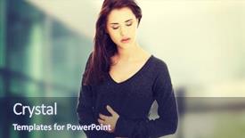  Presentation with gastritis - Amazing presentation design having gastritis - young woman with stomach issues backdrop and a navy blue colored foreground
