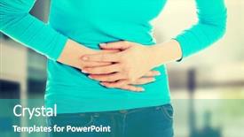  Presentation with special issues in communication - Cool new slide deck with gastritis - young woman with stomach issues backdrop and a teal colored foreground