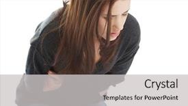 Presentation with stomach - PPT theme having gastritis - young woman with stomach issues background and a light gray colored foreground