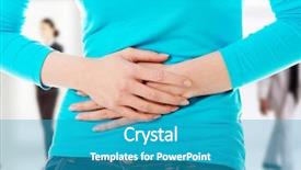  Presentation with stomach - Colorful presentation design enhanced with gastritis - young woman with stomach issues backdrop and a teal colored foreground