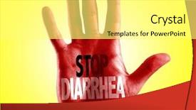  Presentation with stop - Presentation enhanced with gastroenteritis virus - stop diarrhea written on hand background and a white colored foreground