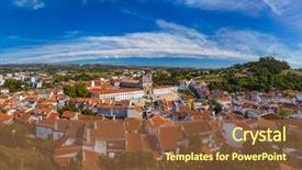  Presentation with monastery - PPT theme consisting of christian gate - alcobaca monastery - portugal background and a tawny brown colored foreground