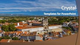  Presentation with monastery - Slide set consisting of christian gate - alcobaca monastery - portugal background and a  colored foreground