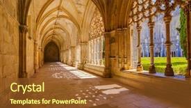  Presentation with monastery - PPT layouts enhanced with christian gate - batalha monastery - portugal background and a tawny brown colored foreground