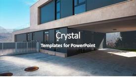  Presentation with villa - Presentation design enhanced with gate - entry in a modern villa background and a ocean colored foreground