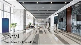  Presentation with modern building - Beautiful PPT layouts featuring gate - interior of modern entrance hall backdrop and a light gray colored foreground