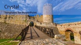  Presentation with architecture - Theme having christian gate - kalemegdan fortress in belgrade background and a light blue colored foreground