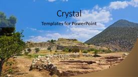  Presentation with archaeology - Theme enhanced with lion gate - town mycenae ruins greece background and a light blue colored foreground