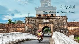  Presentation with vietnam - Theme enhanced with gate imperial palace moat vietnam background and a light blue colored foreground