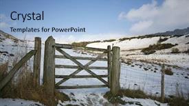  Presentation with england - Slides enhanced with gate in field in the south downs near brighton england background and a light blue colored foreground