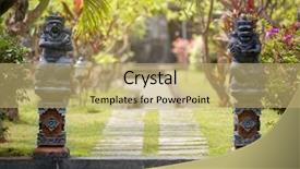  Presentation with hindu - Colorful presentation design enhanced with balinese monkey bali wildlife - gate in hindu temple backdrop and a coral colored foreground