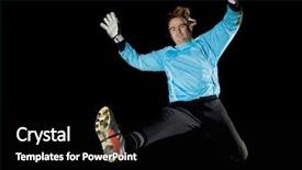  Presentation with e ball technology - Presentation theme featuring gate keeper - goalkeeper defends ball background and a black colored foreground
