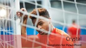  Presentation with african american couples - PPT theme with gate keeper - young african-american footballer looking background and a red colored foreground