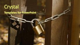  Presentation with padlock - Beautiful slide deck featuring gate locked by a padlock backdrop and a tawny brown colored foreground