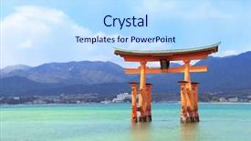  Presentation with hiroshima - Beautiful slide set featuring gate o-torii itsukushima shrine backdrop and a sky blue colored foreground