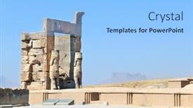  Presentation with ancient iran - Slides enhanced with gate-of-all-nations-xerxes background and a light blue colored foreground