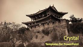  Presentation with festival china town - Slides having gate of dali town yunnan background and a  colored foreground