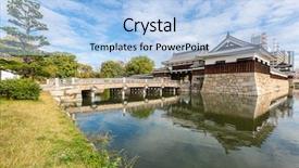  Presentation with japan castle - Slides having gate of hiroshima castle japan background and a light blue colored foreground